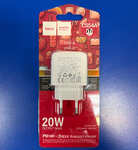 Адаптер МЗП 220V-1xPD+1xUSB, мамо Hoco CS54А,PD20W+QC3.0, білий (шт.)