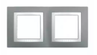Рамка 2 поста сірий техно / білий універсальна