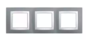 Рамка 3 поста серый техно / белый универсальная