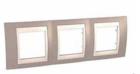 Рамка 3 поста коричневий / слонова кістка горизонтальна MGU6.006.574