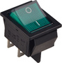 KCD2-201N GR/B Перемикач 1 клав.  з підсвічуванням 12 V AC/DC зелений