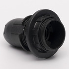 Патрон пластиковий Е14 зі стопором та з гайкою, чорний TAKEL