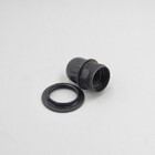 Патрон пластиковий Е27 зі стопором та з гайкою, чорний TAKEL