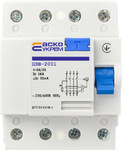 Пристрій захисного відключення УКРЕМ ПЗВ-2001 4р/16А/30мА АСКО