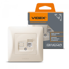 Розетка CAT3 одинарна телефонна кремова VIDEX BINERA
