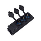 Розетка каучукова тримісна стаціонарна 3KMP 2Р+РЕ 16А IP44 чорна