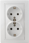 Розетка подвійна 2Р+PE  PB16/2-З-Fl-W (біла)