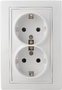 Розетка подвійна 2Р+PE  PB16/2-З-Fl-W (біла)