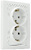Розетка подвійна 2Р+PE  PB16/2-З-Fl-W (біла)