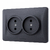 Розетка подвійна чорний графіт VIDEX BINERA