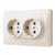 Розетка подвійна із заземленням кремова VIDEX BINERA
