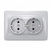 Розетка подвійна із заземленням срібний шовк VIDEX BINERA