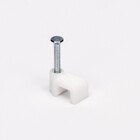 Скоба (кліпса) кабельна плоска F-5 біла (100шт)