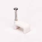 Скоба (кліпса) кабельна плоска F-9 біла (100шт)