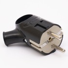 Вилка кутова з кільцем з з/к 208 16A, чорний TAKEL