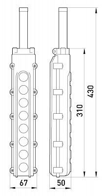 Размеры Тельферный пост 8 кнопок Габариты Тельферный пост e.cob.stand.8, 500В